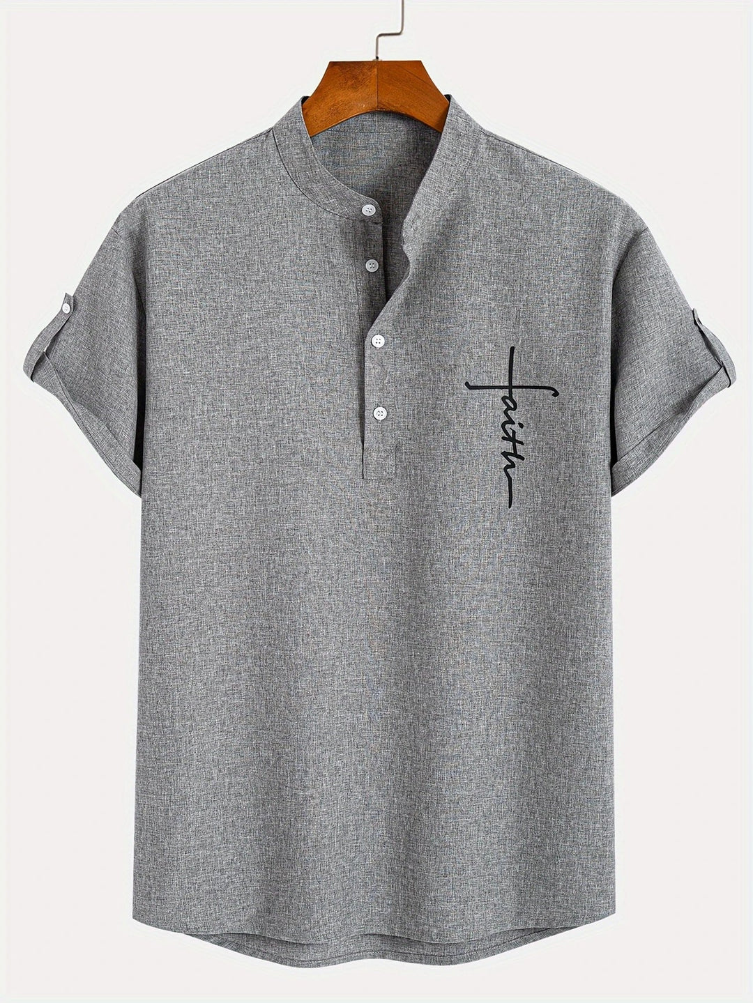 Light Mode | Stylish short-sleeve stand-collar shirt
