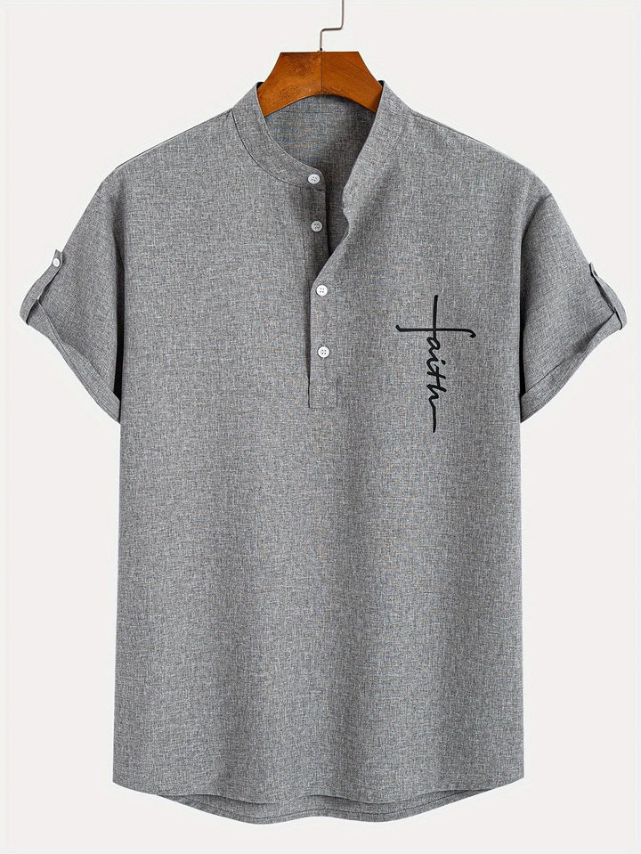 Light Mode | Stylish short-sleeve stand-collar shirt