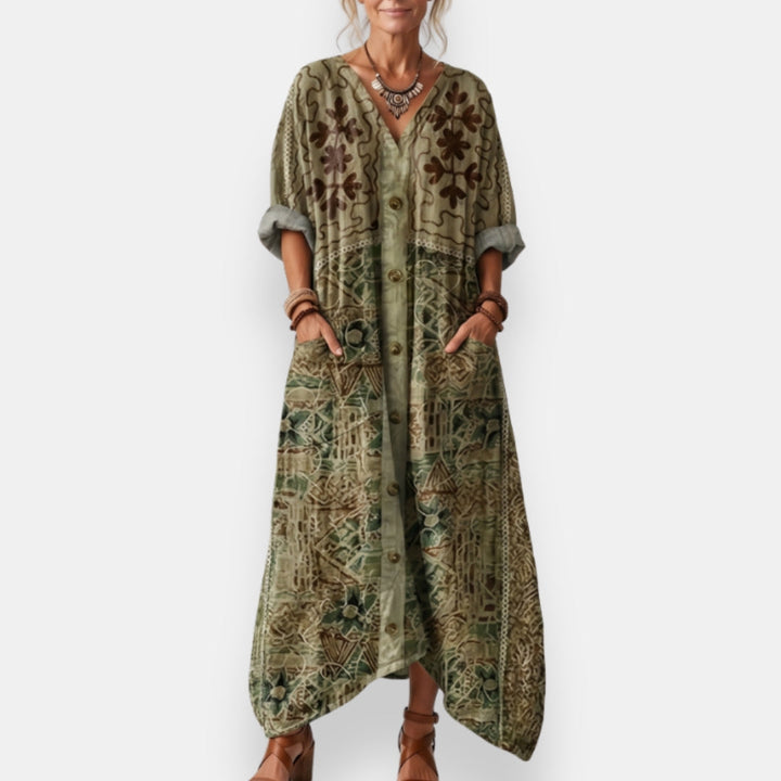 Aziliz | Patchwork Kaftan Dress
