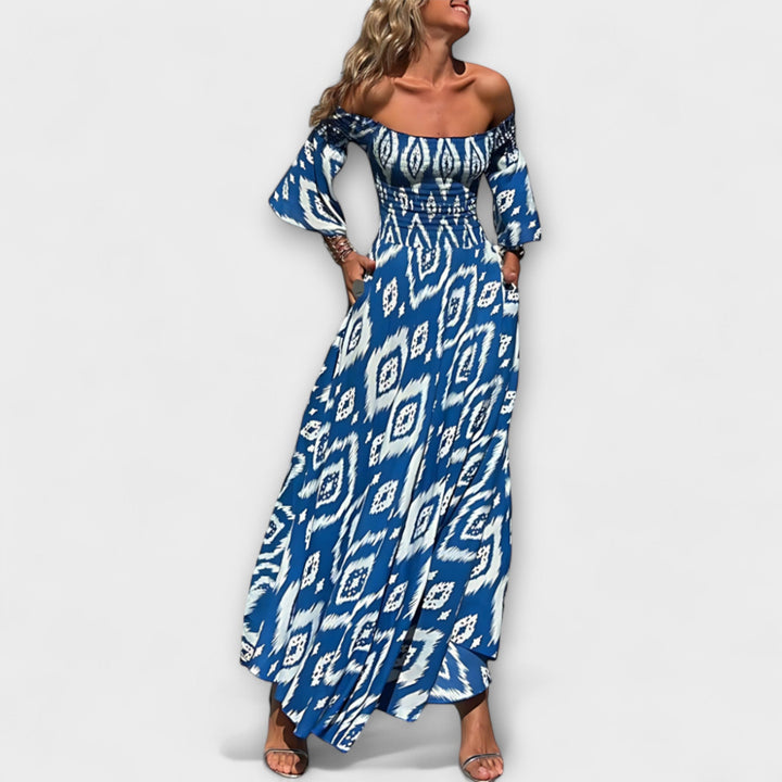 Bella - Off-the-shoulder Dress and Ocean of Flowers
