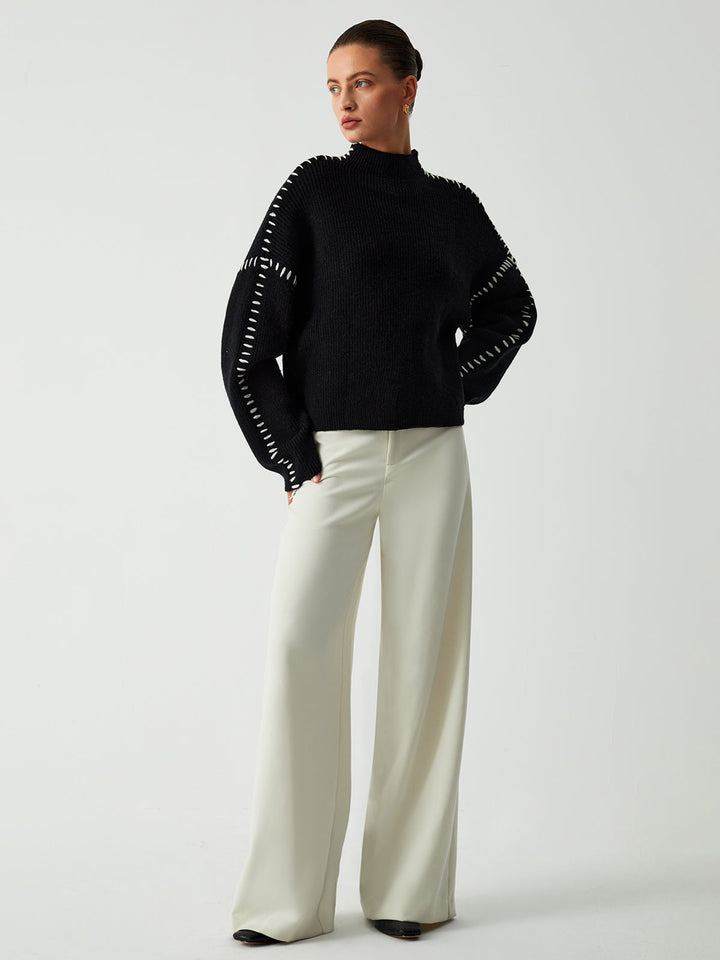 Light Mode | Oversized roll-neck jumper with pique detailing