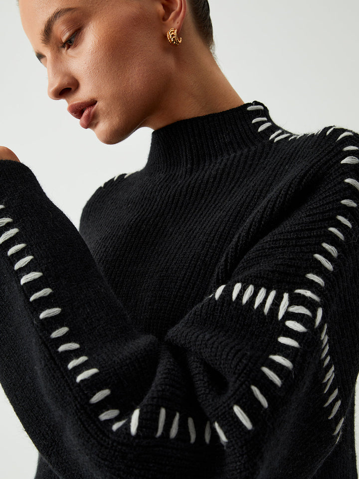 Light Mode | Oversized roll-neck jumper with pique detailing