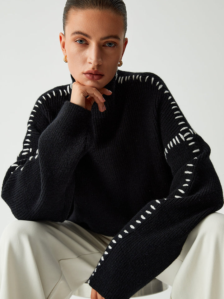 Light Mode | Oversized roll-neck jumper with pique detailing