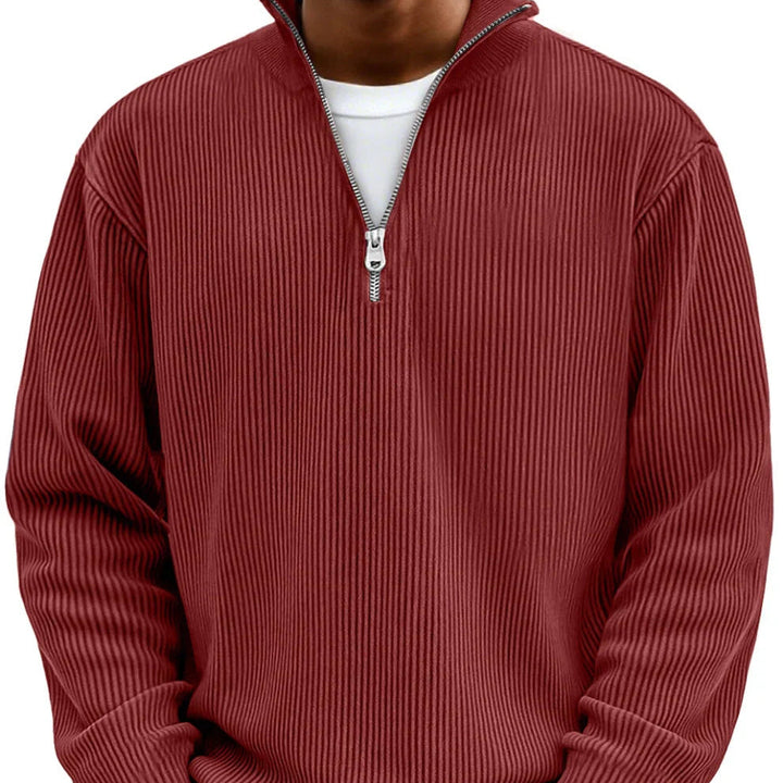 Modern-Style Textured Zip-Up Sweater