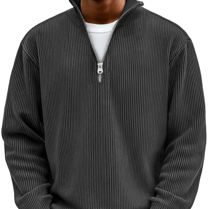 Modern-Style Textured Zip-Up Sweater