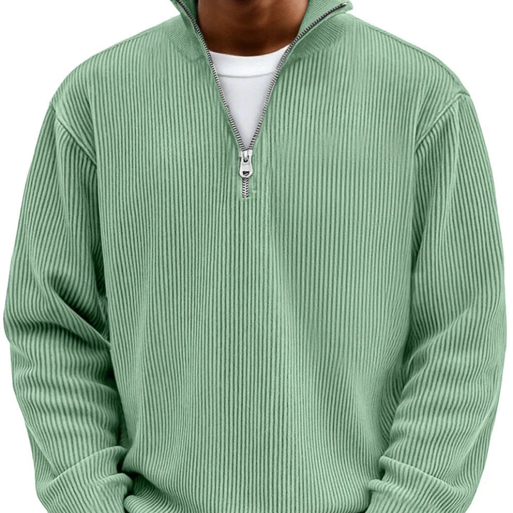 Modern-Style Textured Zip-Up Sweater