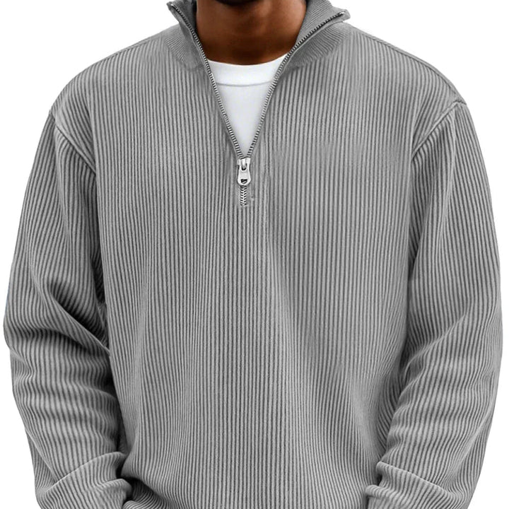 Modern-Style Textured Zip-Up Sweater