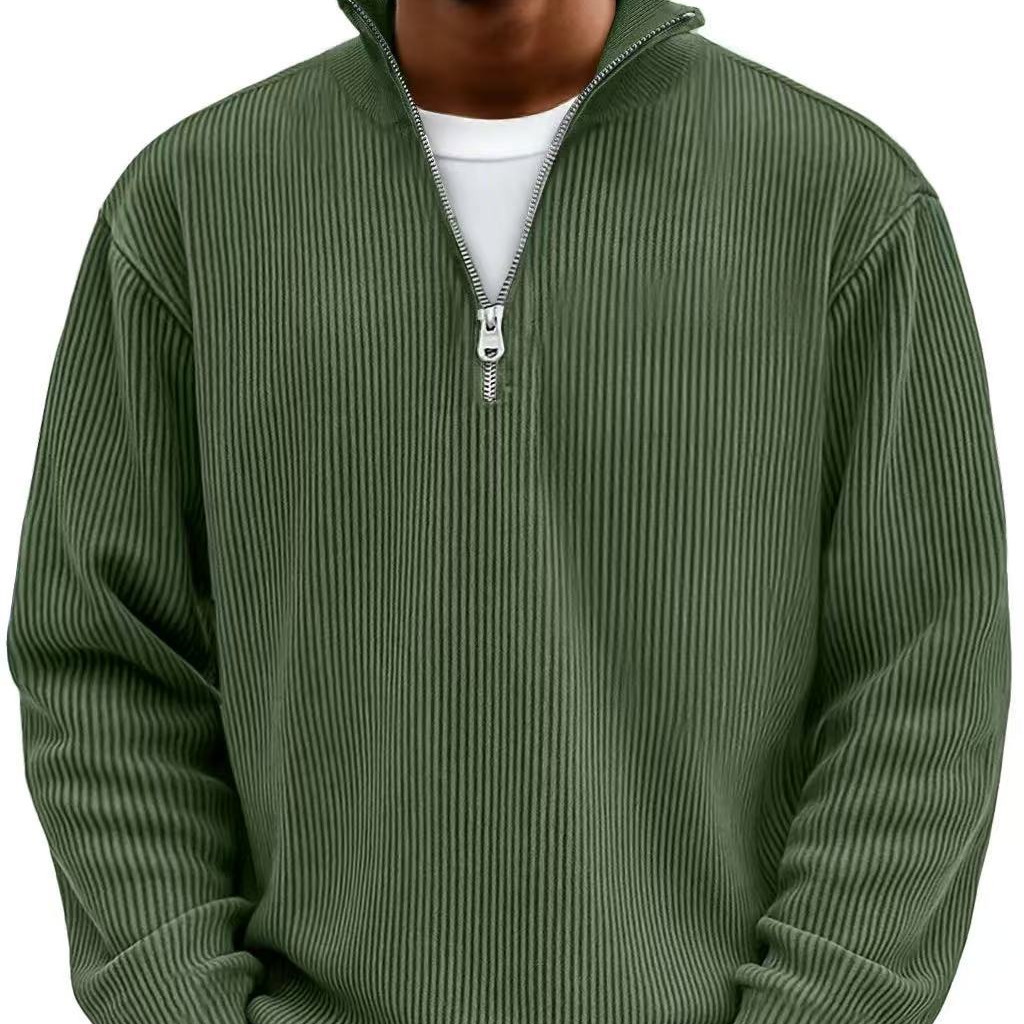 Modern-Style Textured Zip-Up Sweater