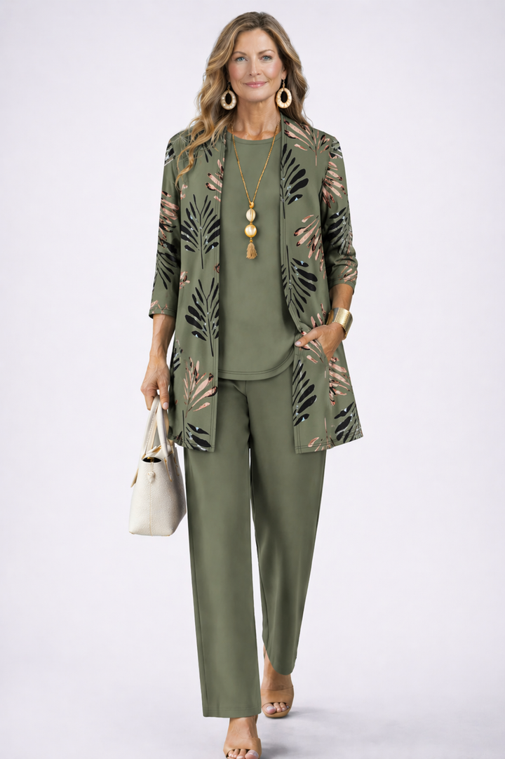 Margaret | 3-Piece Leaf Print Set
