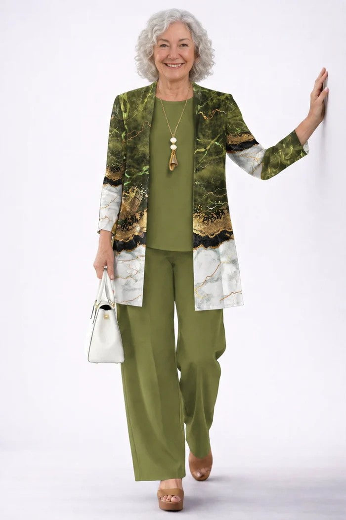 Margaret | 3-Piece Leaf Print Set