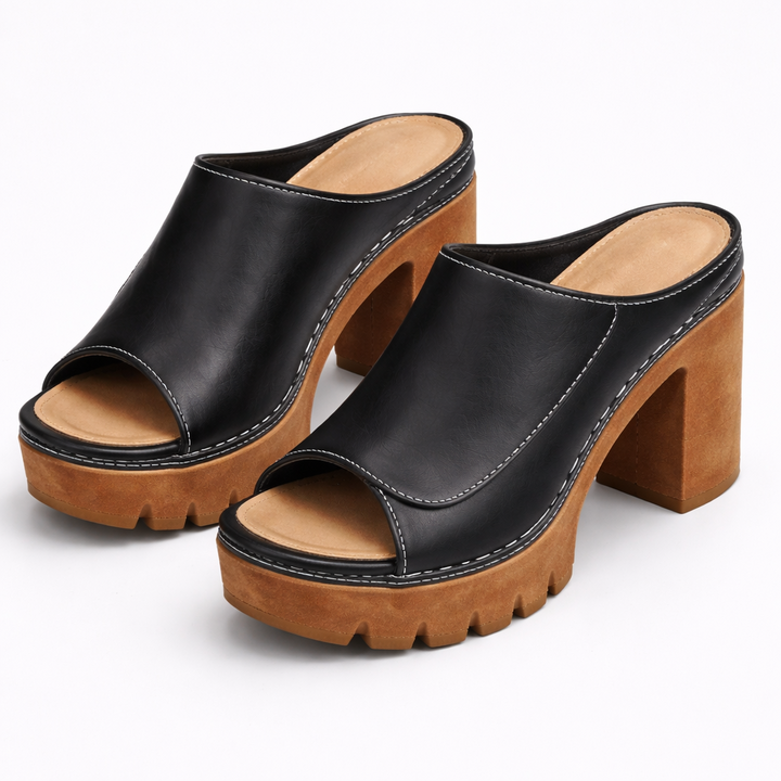 Orélianne | Stable Heel Platform Mules