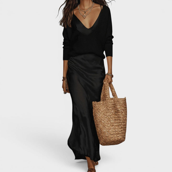 Oriane™ | Elegant Satin Midi Dress