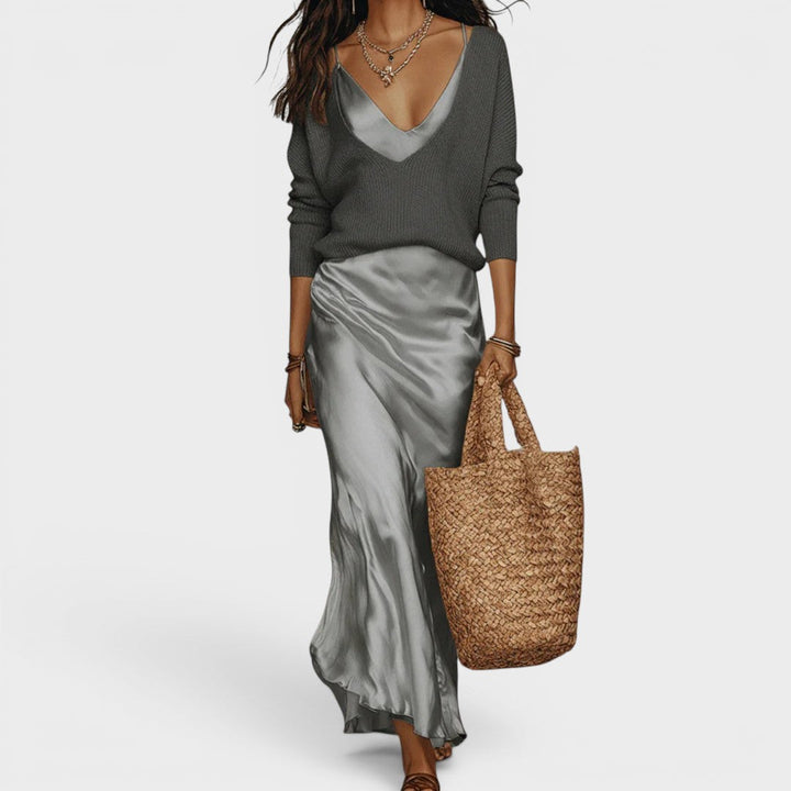 Oriane™ | Elegant Satin Midi Dress