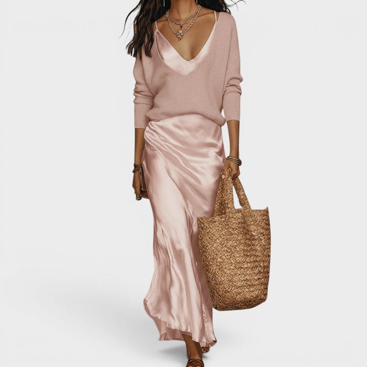 Oriane™ | Elegant Satin Midi Dress