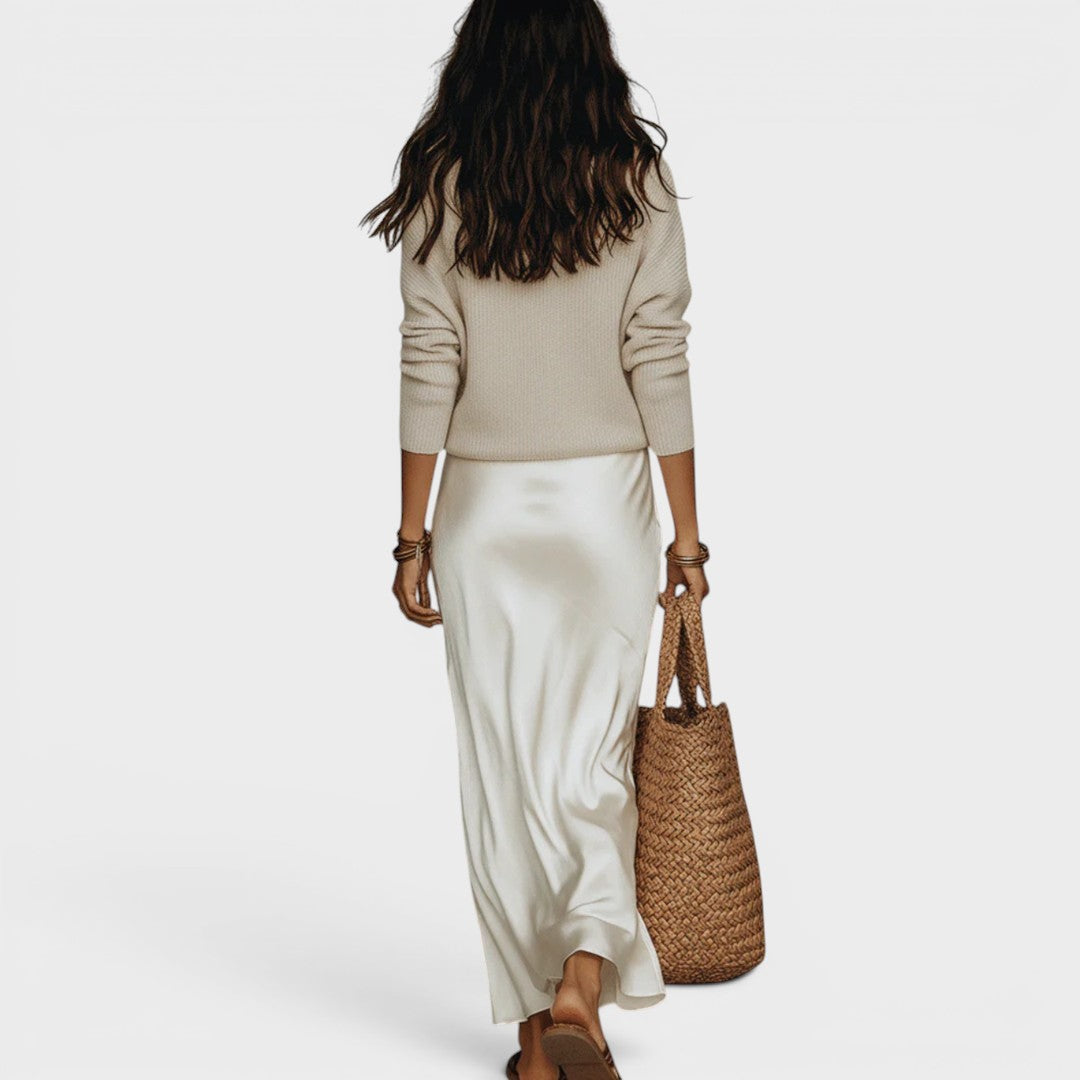 Oriane™ | Elegant Satin Midi Dress