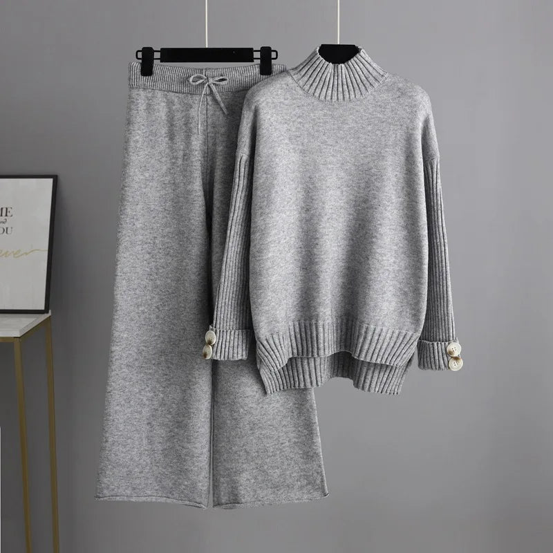 Optics-Women's Sweater and Wide-Leg Pants Set