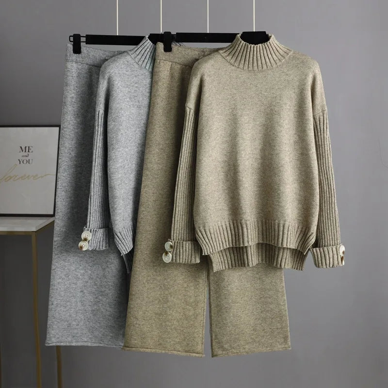 Optics-Women's Sweater and Wide-Leg Pants Set