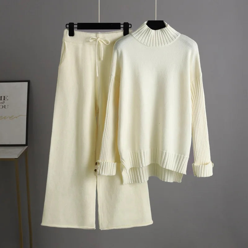 Optics-Women's Sweater and Wide-Leg Pants Set