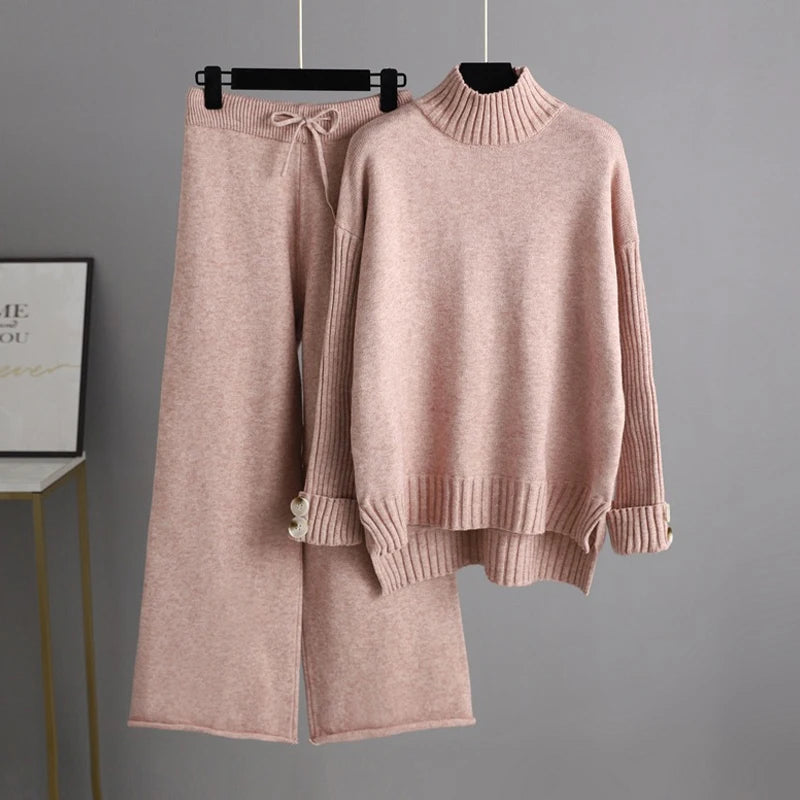 Optics-Women's Sweater and Wide-Leg Pants Set