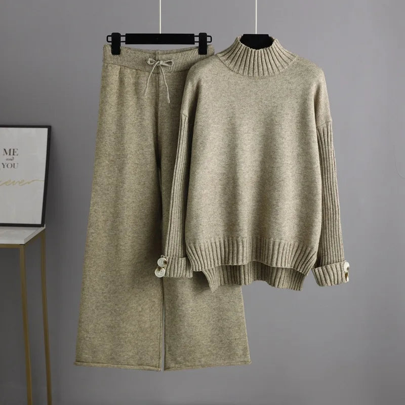 Optics-Women's Sweater and Wide-Leg Pants Set