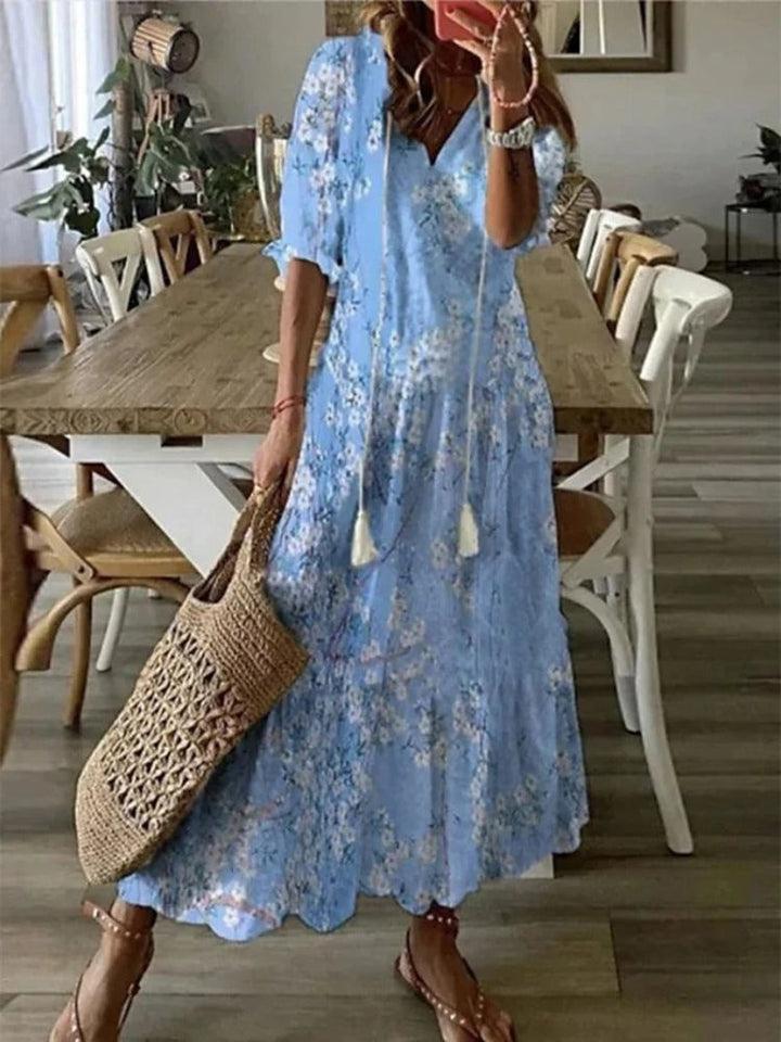 Élodie™ — Elegant Velvety Floral Maxi Dress