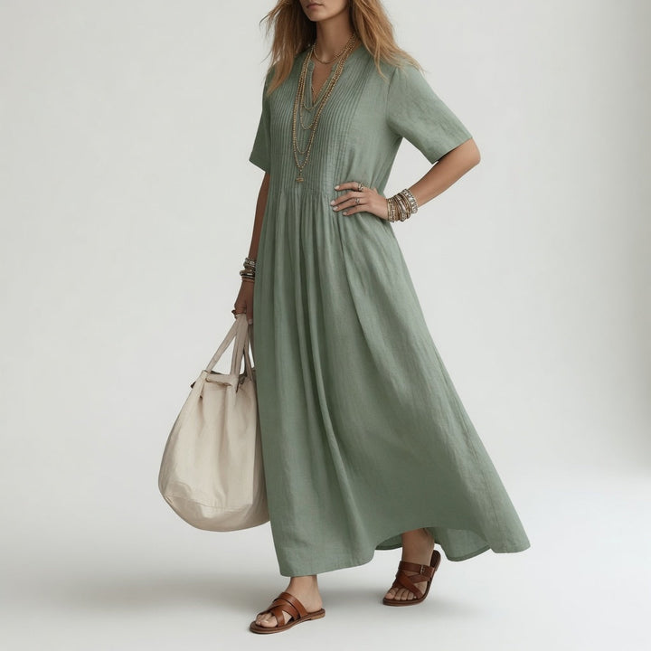 Pélagie™ — Long cotton V-neck dress for summer freedom