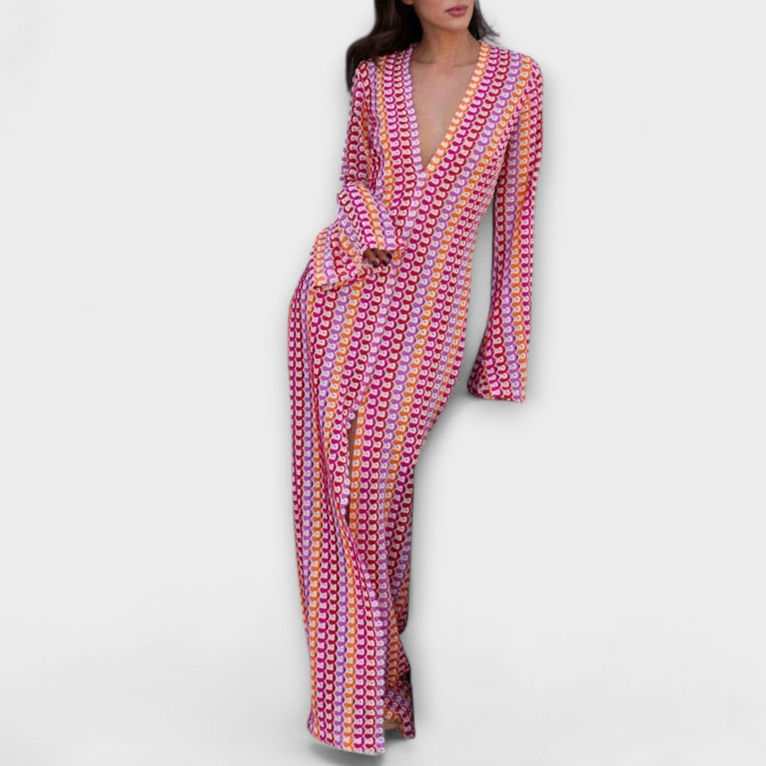 Mode Lumiére™ – V-Neck Summer Style Maxi Dress