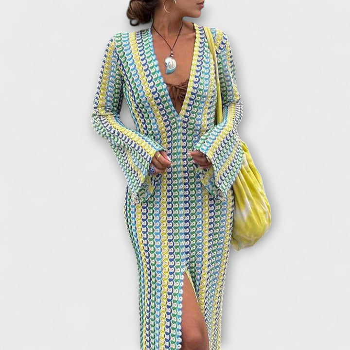 Mode Lumiére™ – V-Neck Summer Style Maxi Dress