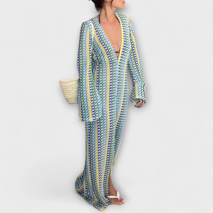 Mode Lumiére™ – V-Neck Summer Style Maxi Dress
