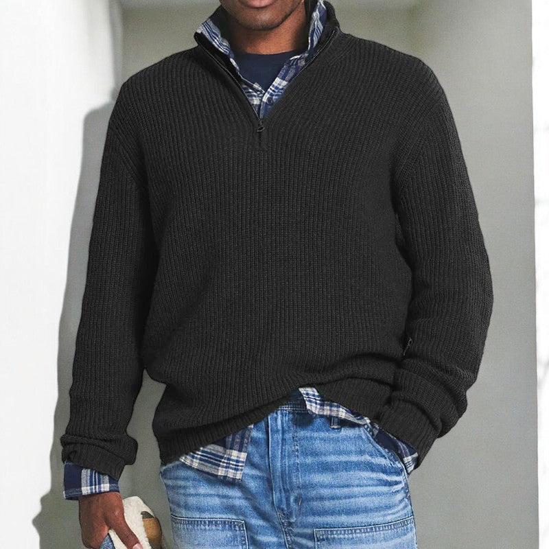 Mid-height zip-up collar jumper