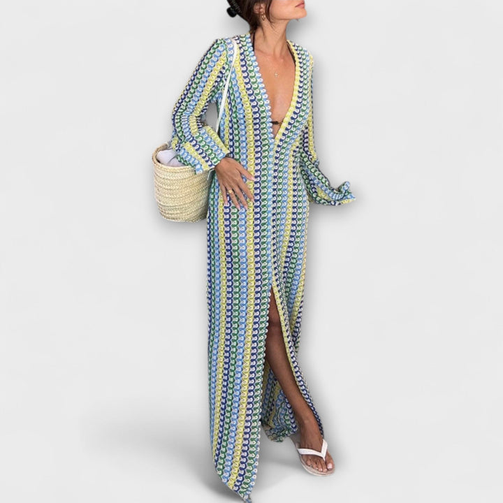 Mode Lumiére™ – V-Neck Summer Style Maxi Dress