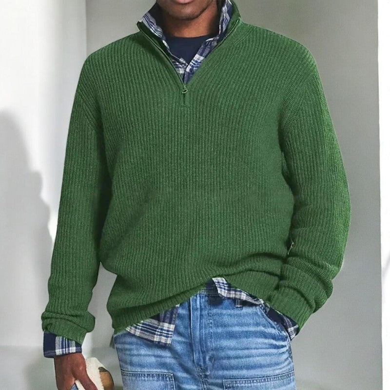 Mid-height zip-up collar jumper
