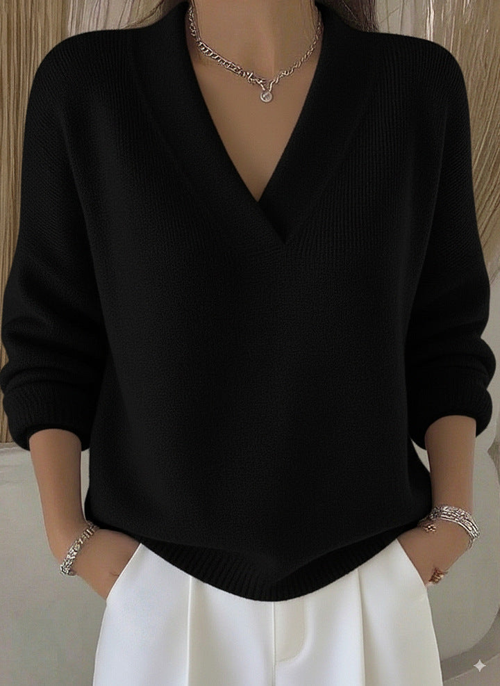 Clara | Soft Pink V-Neck Sweater in Relaxed Fit