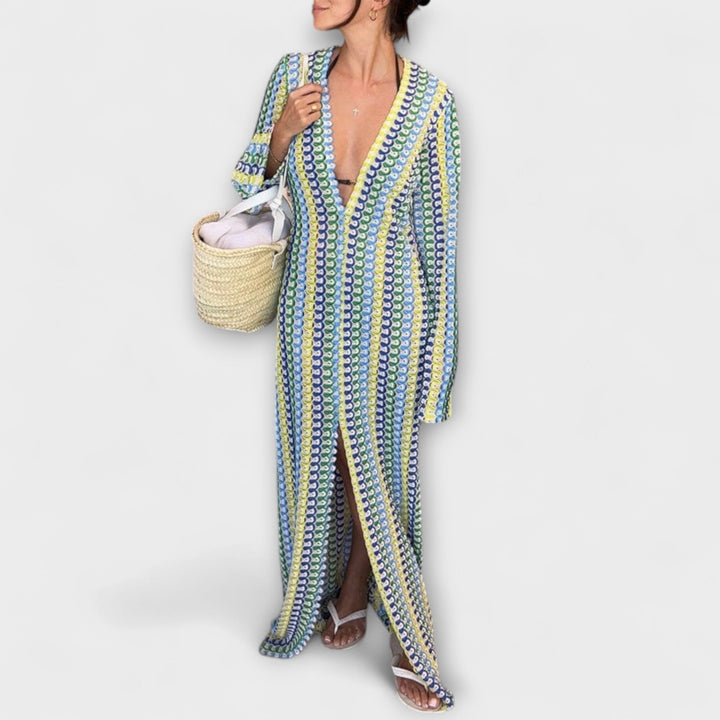 Mode Lumiére™ – V-Neck Summer Style Maxi Dress