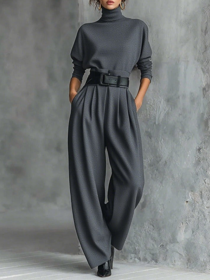 Jessica™ Elegant Set: Chic Top and Straight-Leg Trousers