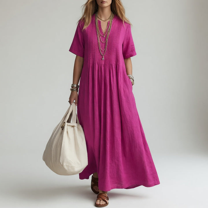 Pélagie™ — Long cotton V-neck dress for summer freedom