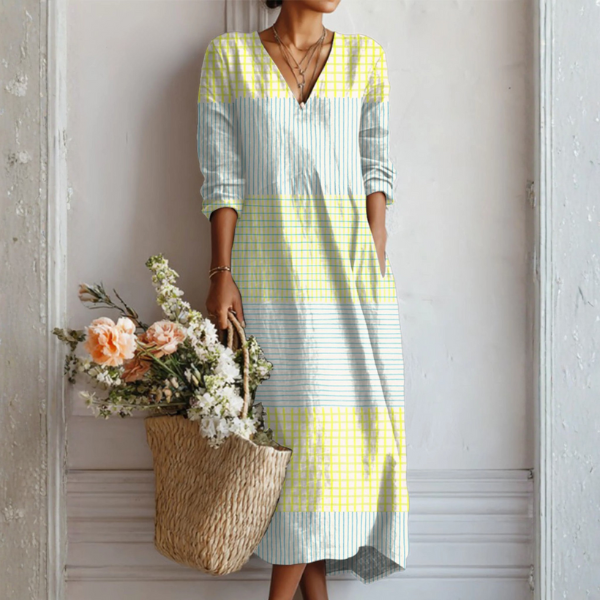 Mode Lumiére™ | Vintage Print Linen Dress