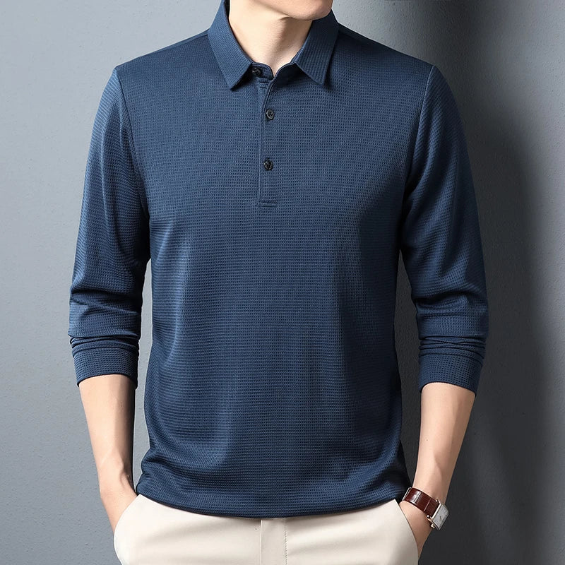 LAURENT MONACO | MEN'S LONG-SLEEVED KNITTED POLO SHIRT