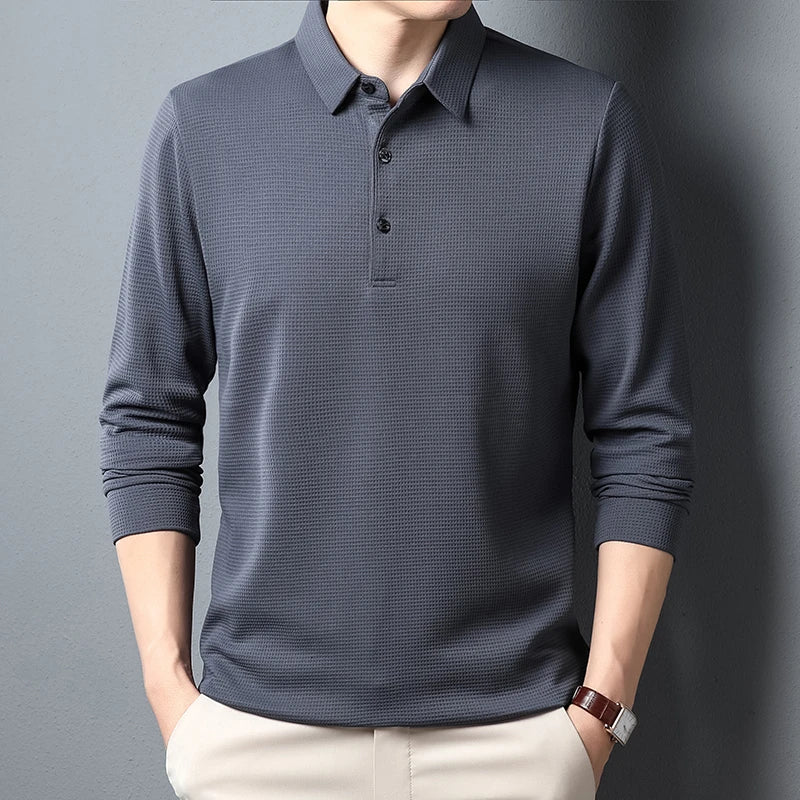 LAURENT MONACO | MEN'S LONG-SLEEVED KNITTED POLO SHIRT
