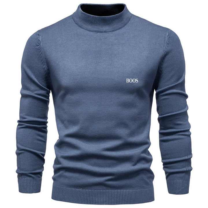 Men's slim-fit mock neck sweater, elegant and comfortable