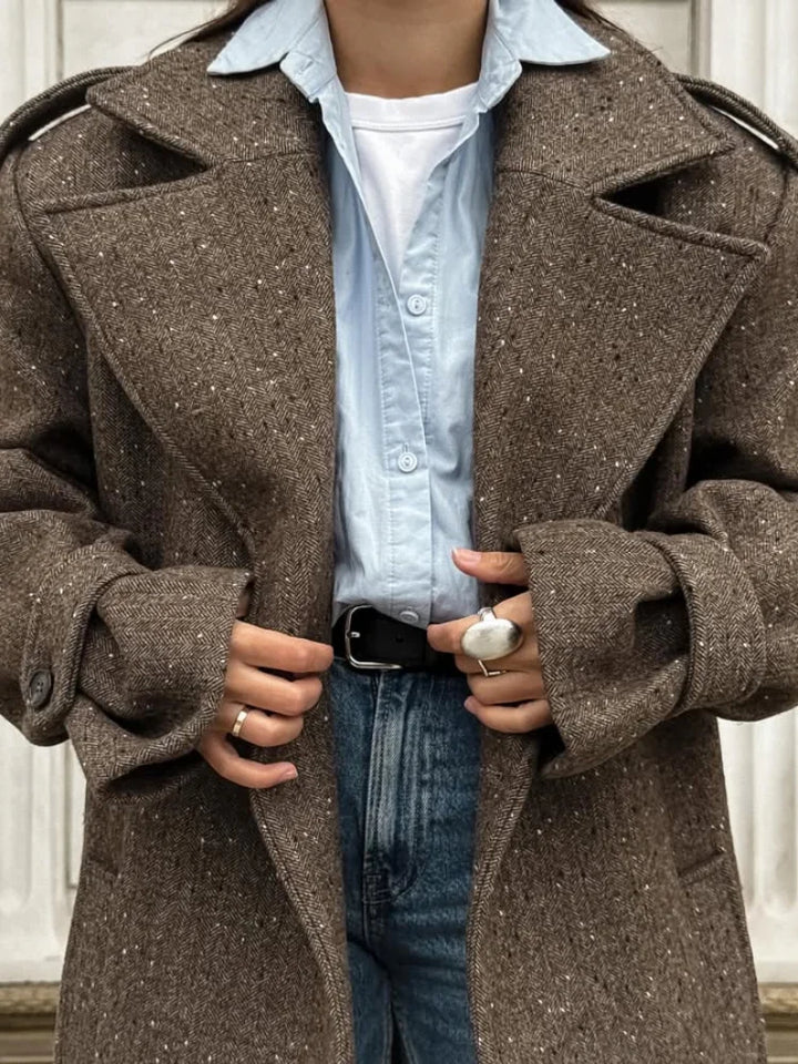 Women's Long Wool Lapel Trench Coat