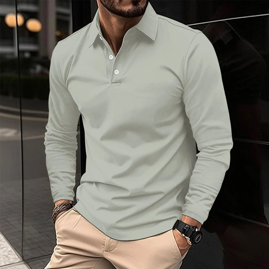 Casual long-sleeved polo shirt