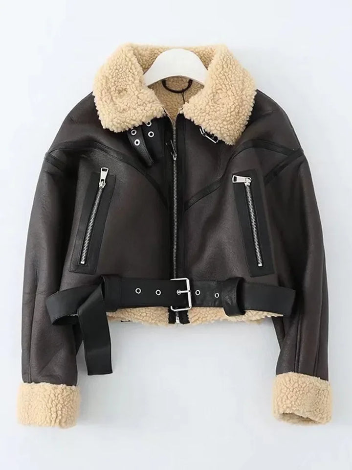 Women's short leather jacket
