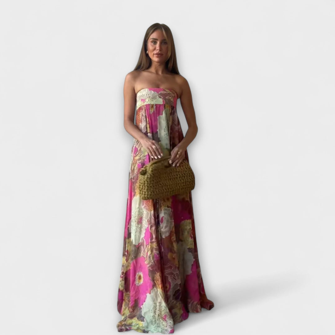 Mode Lumiére™ Retro Sleeveless Pleated Maxi Dress