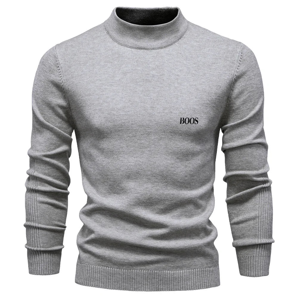 Men's slim-fit mock neck sweater, elegant and comfortable