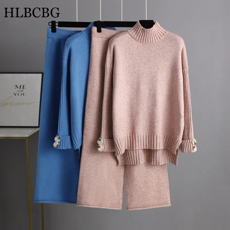 Optics-Women's Sweater and Wide-Leg Pants Set