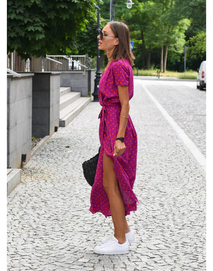 Mode Lumiére™ | Flattering V-Neck Elegant Dress
