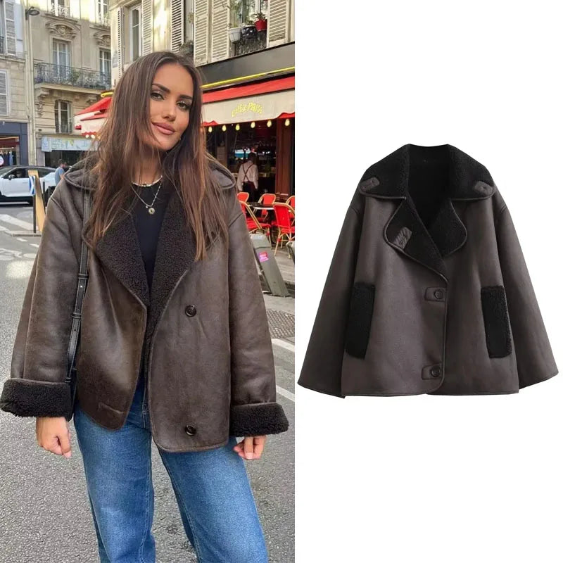 WOMAN 2025 women's thick Faux leather jackets for women