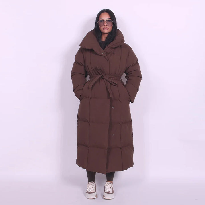 Hot Women Puffy Quilted Hooded Long Cotton Coat