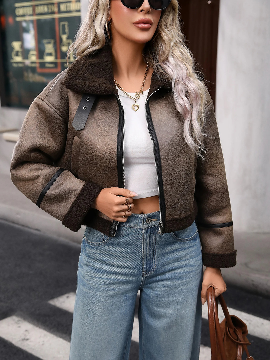 Avery | Leather Bomber Jacket